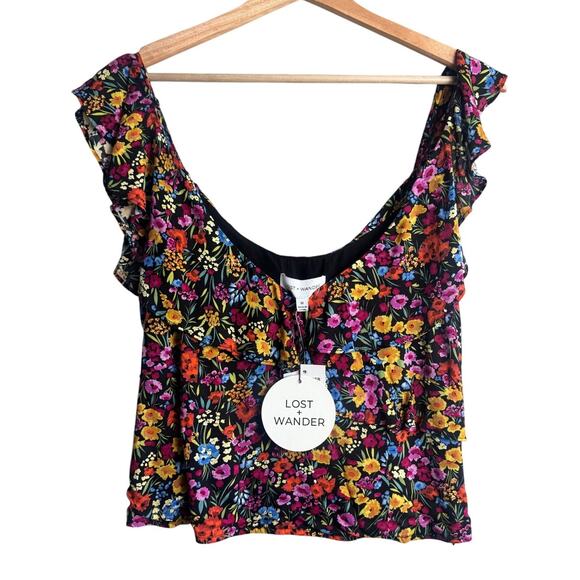 Lost + Wander Medium Flora Garden Off-Shoulder Crop Top - Picture 2 of 7